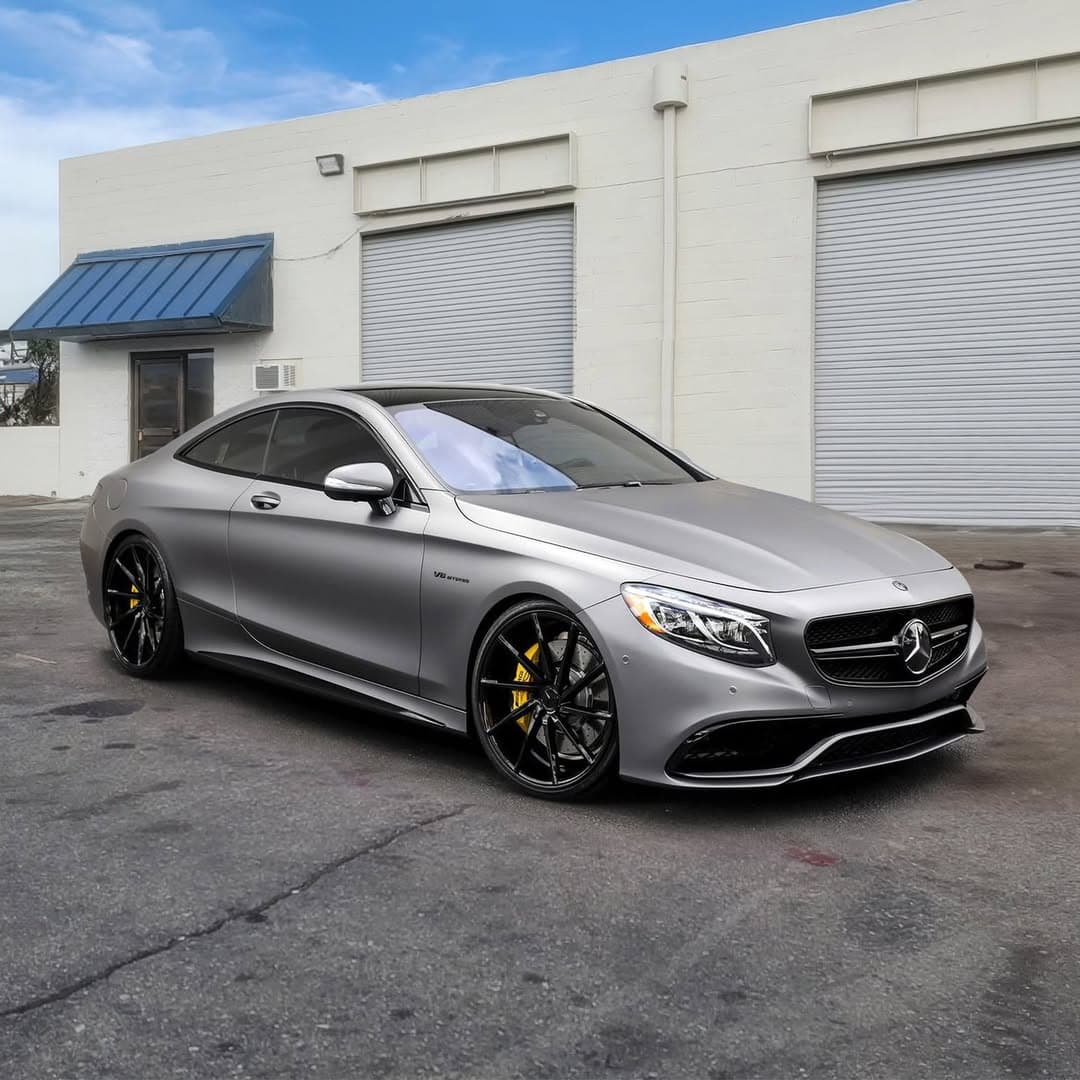 Satin silver Mercedes-Benz S63 AMG Coupe color change wrap