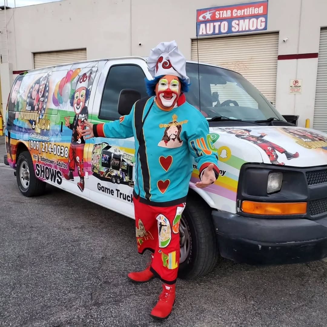 Lulu rainbow game truck van with playful entertainment branding
